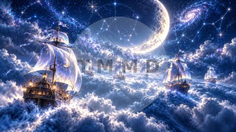 Cloud Sea With Lunar Ships