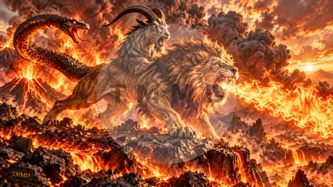 Chimera Over the Red Volcano