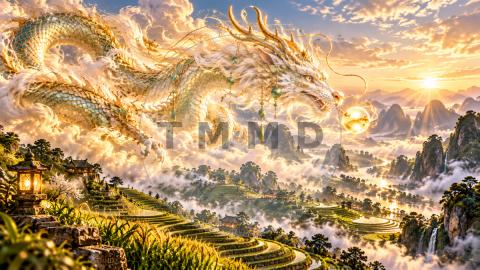 Chinese Dragon Over Celestial Terraces
