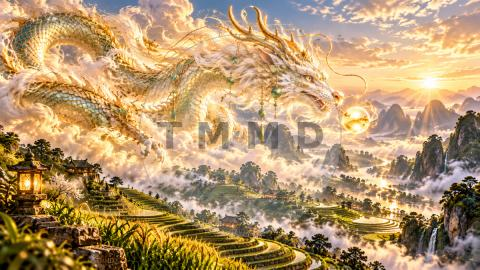 Chinese Dragon Over Celestial Terraces