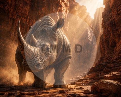 Golden Rhino in the Sacred Canyon