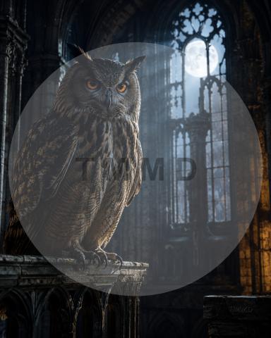 Eurasian Eagle-Owl in the Night Cathedral