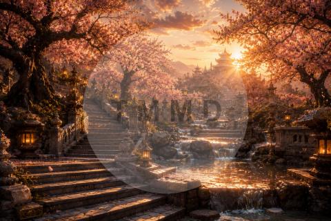 Stairway of Golden Cherry Trees