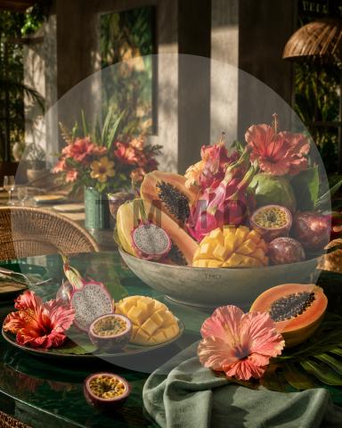 Tropical Banquet in Jade and Coral