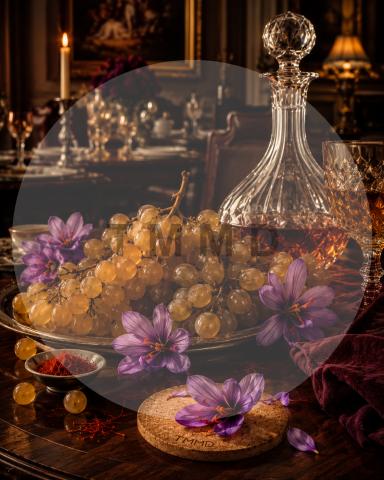 Amber Grapes with Saffron Flowers