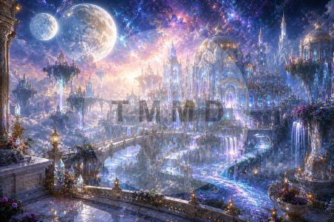 Crystal City Beneath Twin Moons