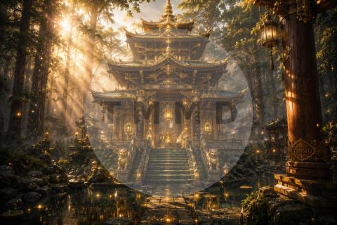 Golden Pagoda in the Mist Forest