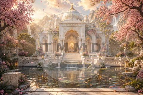 Templo Blanco entre Cerezos Sagrados