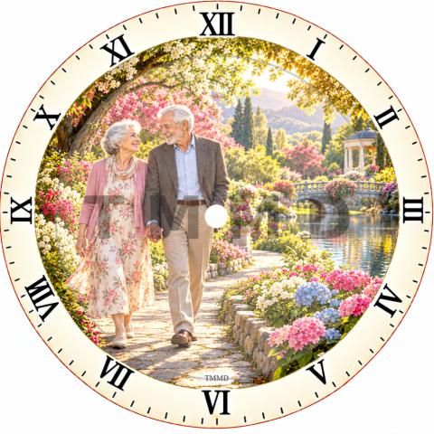 Dreamlike Elderly Couple Holding Hands In A Beauti