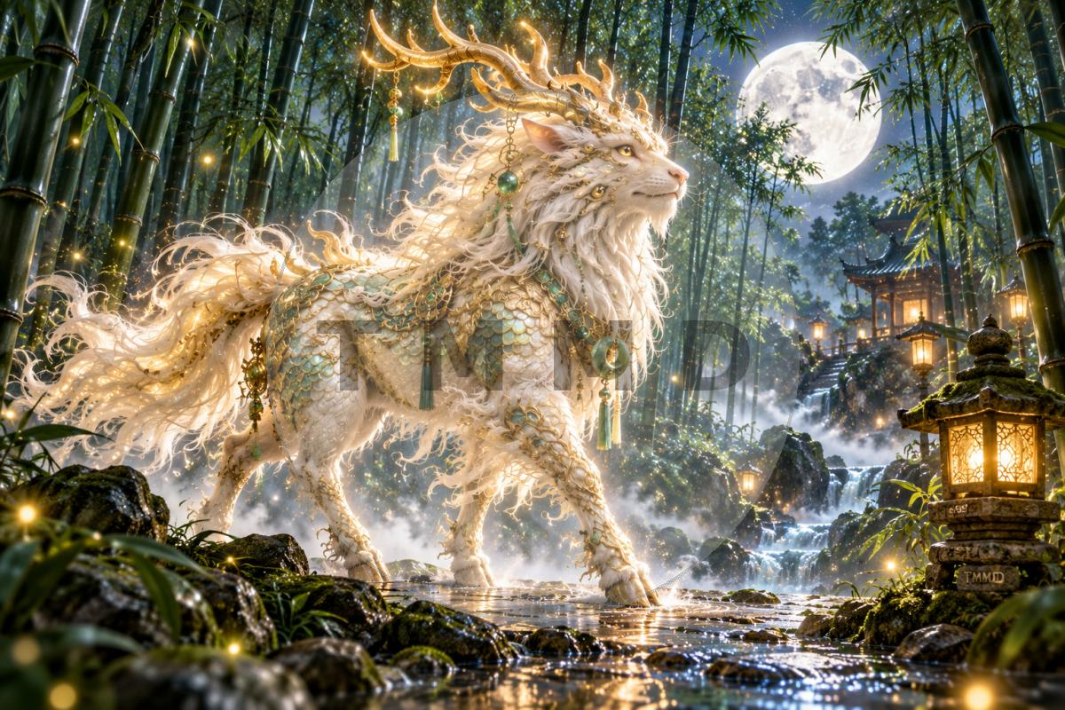 Qilin en el bosque de jade