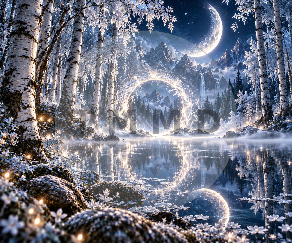 Moon Gate Among Birches