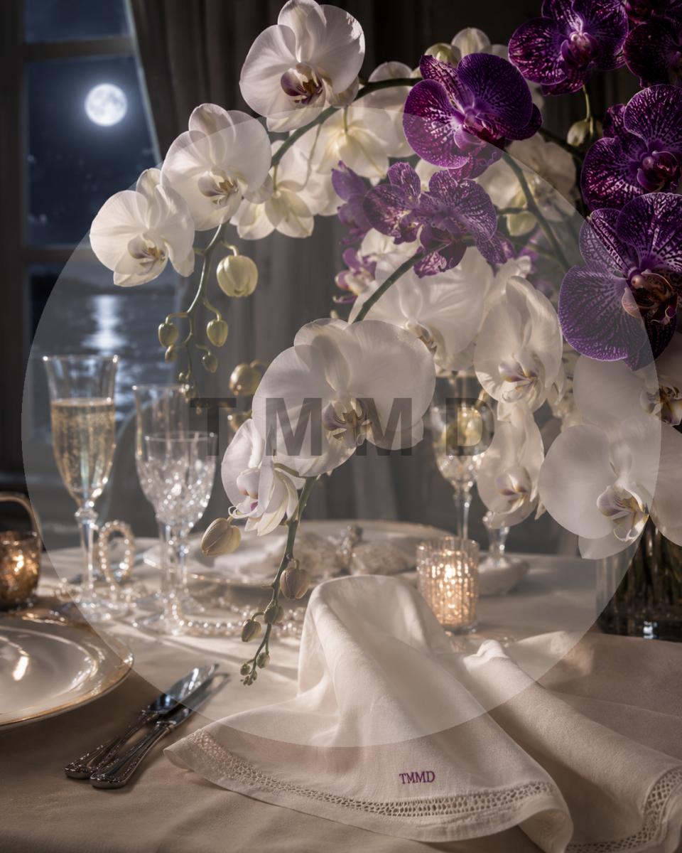 Nocturnal Orchids on Ivory Linen