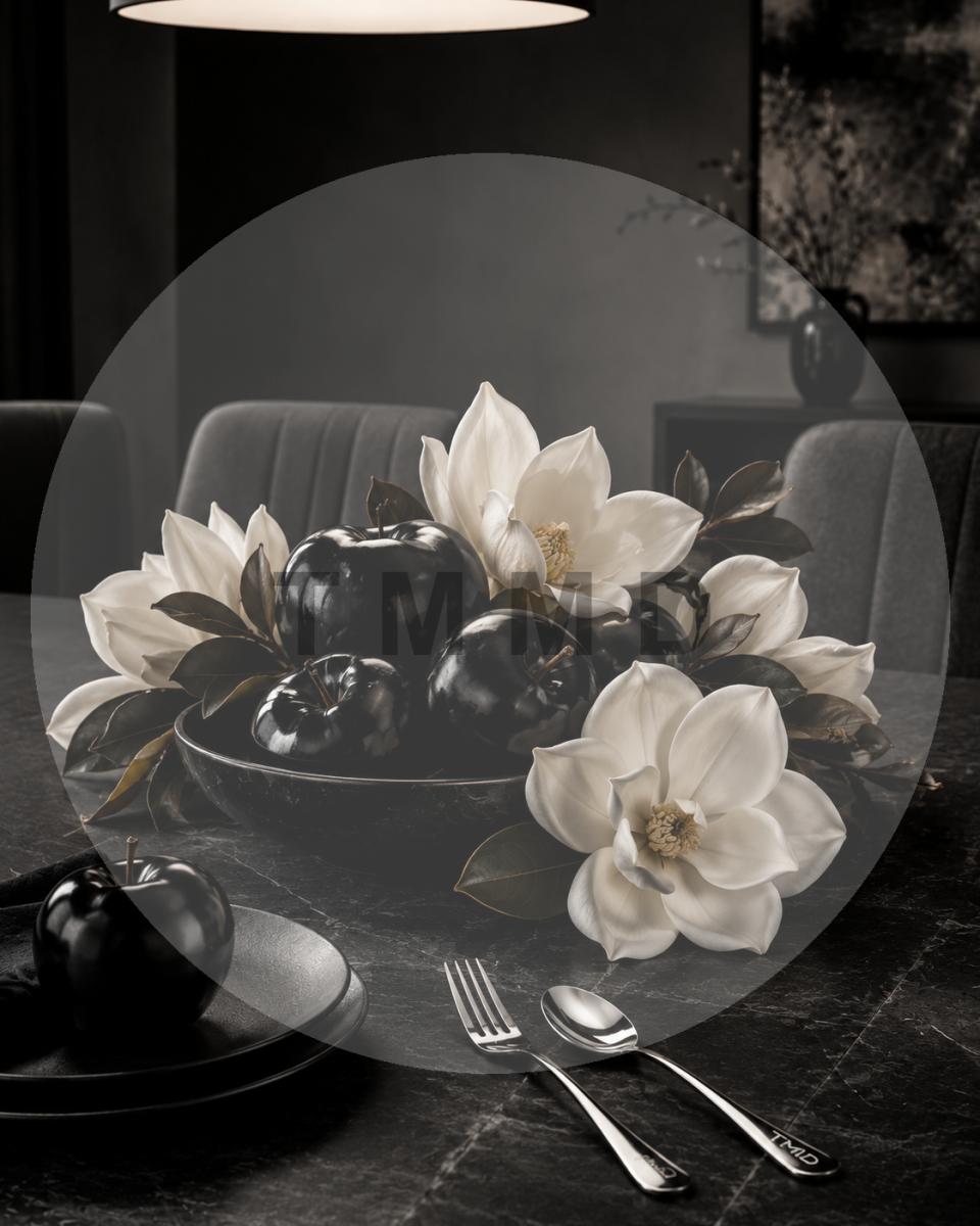 Black Apples with White Magnolias
