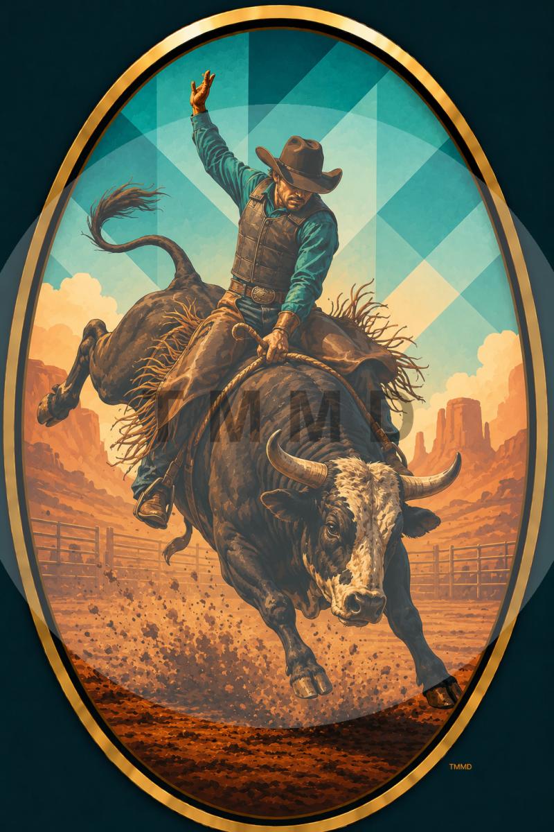 Bull Rider in Golden Oval