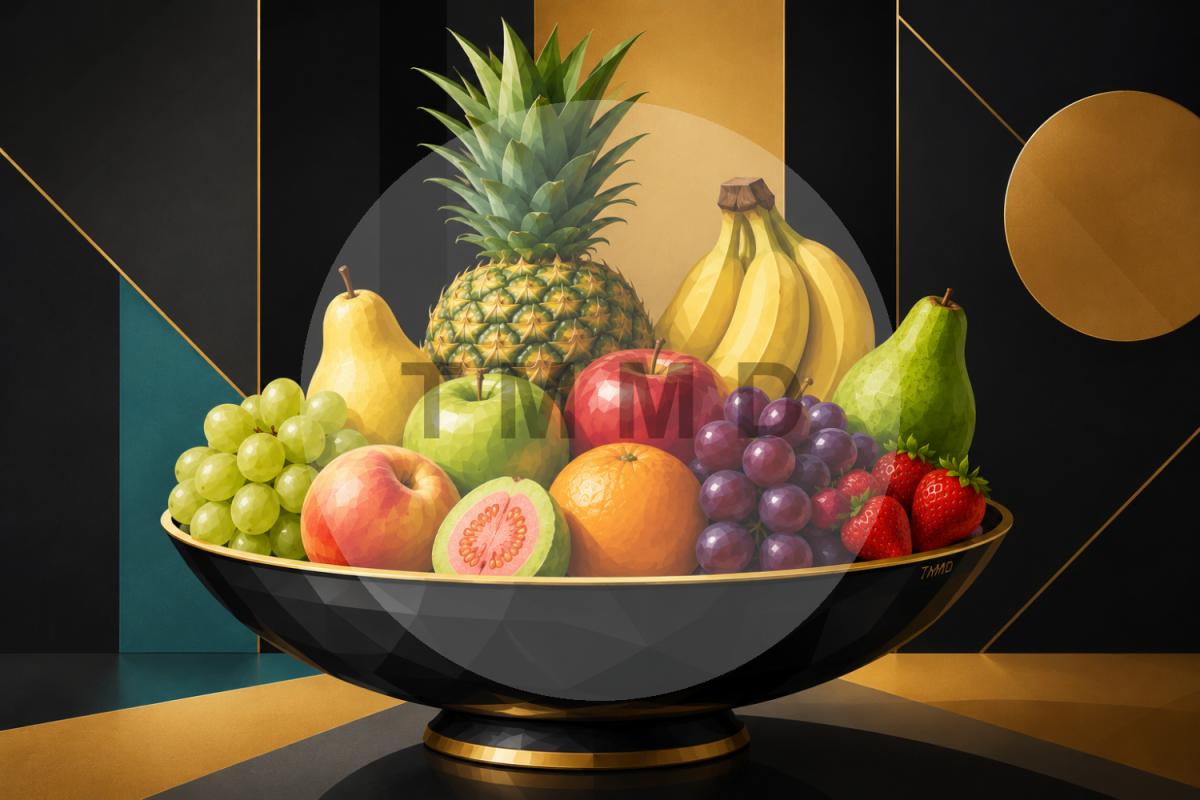 Tropical Still Life in Black Porcelain