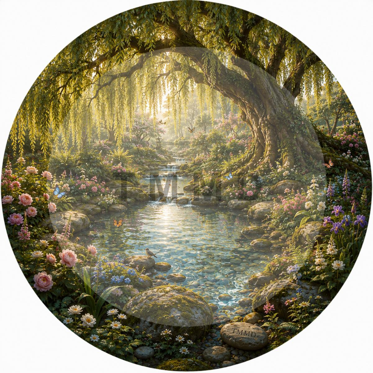 Ancient Willow by the Serene Stream