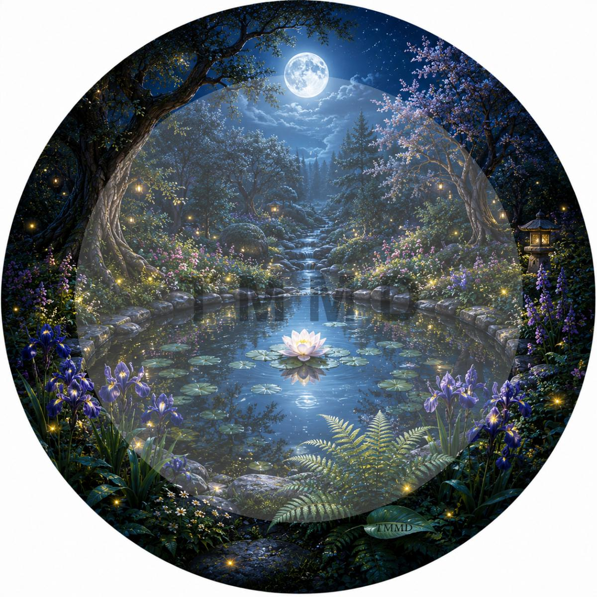 Moonlit Firefly Peace Pond