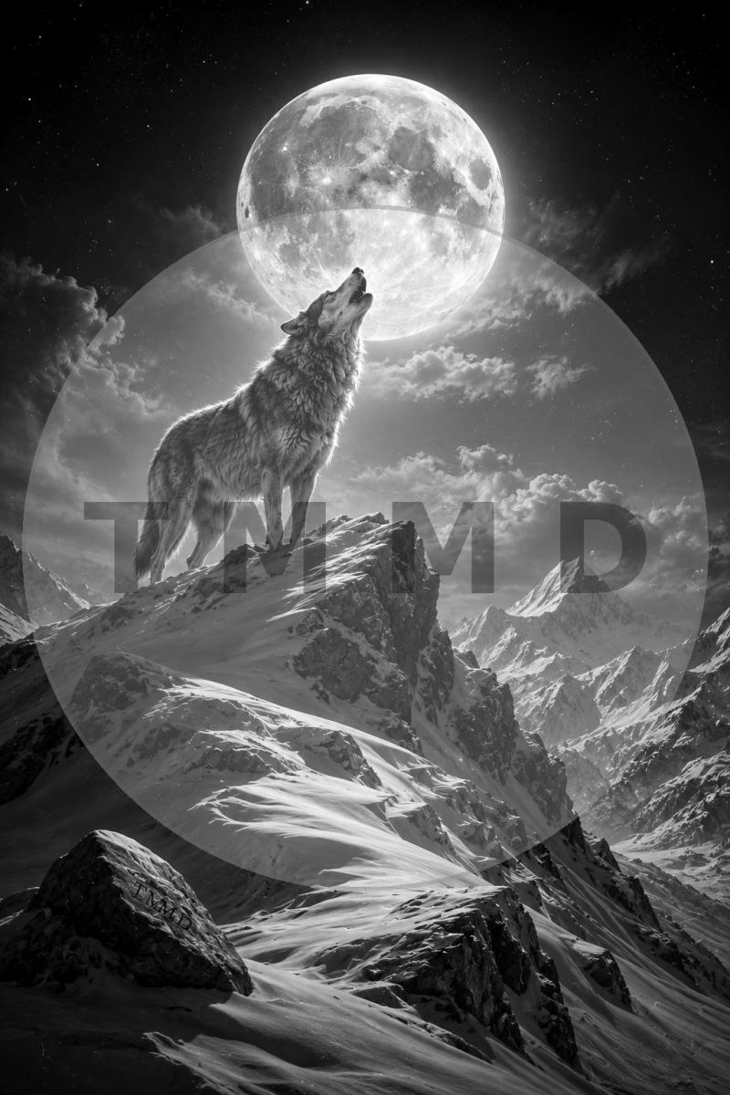 Aullido lunar en la cresta nevada