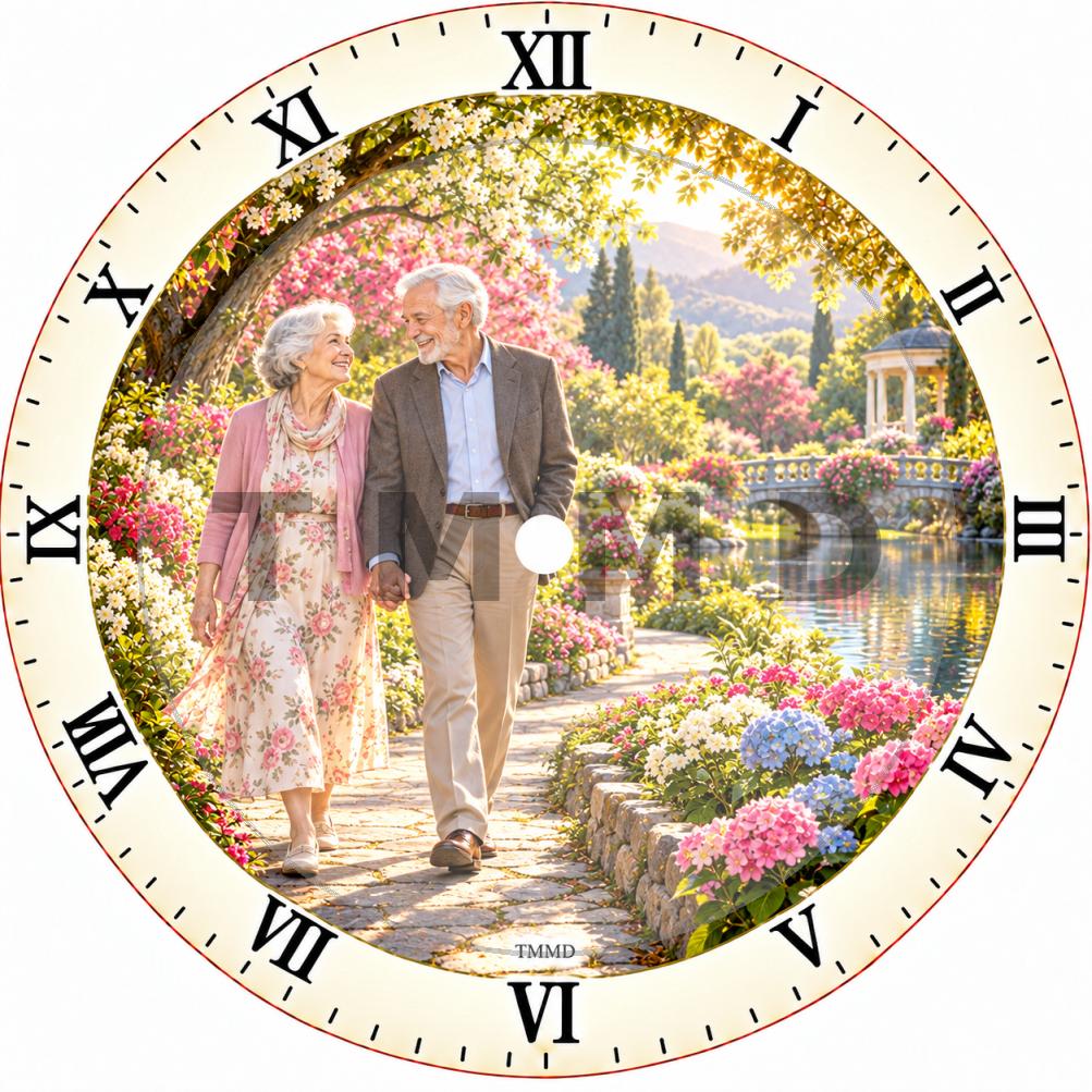 Dreamlike Elderly Couple Holding Hands In A Beauti